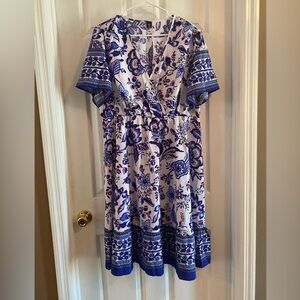 SHEIN Blue and White Floral Dress